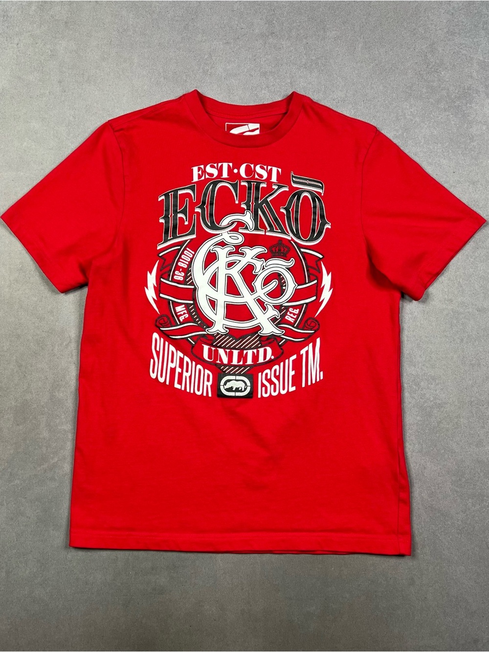 Ecko Unlimited Red Crewneck Logo Tee Y2K